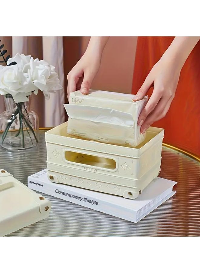 Milkshake White Tissue Box Holder with Remote Control Storage Multifunctional Decorative Organizer - Image 5